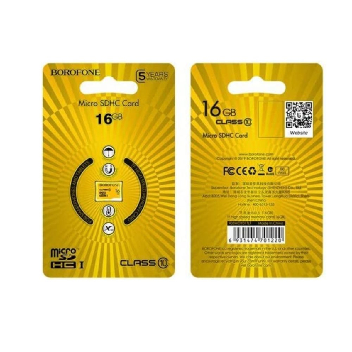 Borofone Micro SDHC Κάρτα Μνήμης 16GB Class10
