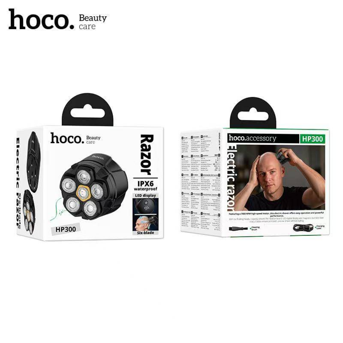 Επαναφορτιζόμενη Ξυριστική Μηχανή 6 Κεφαλών IPX6 με Οθόνη LED HOCO HP300 - Image 2
