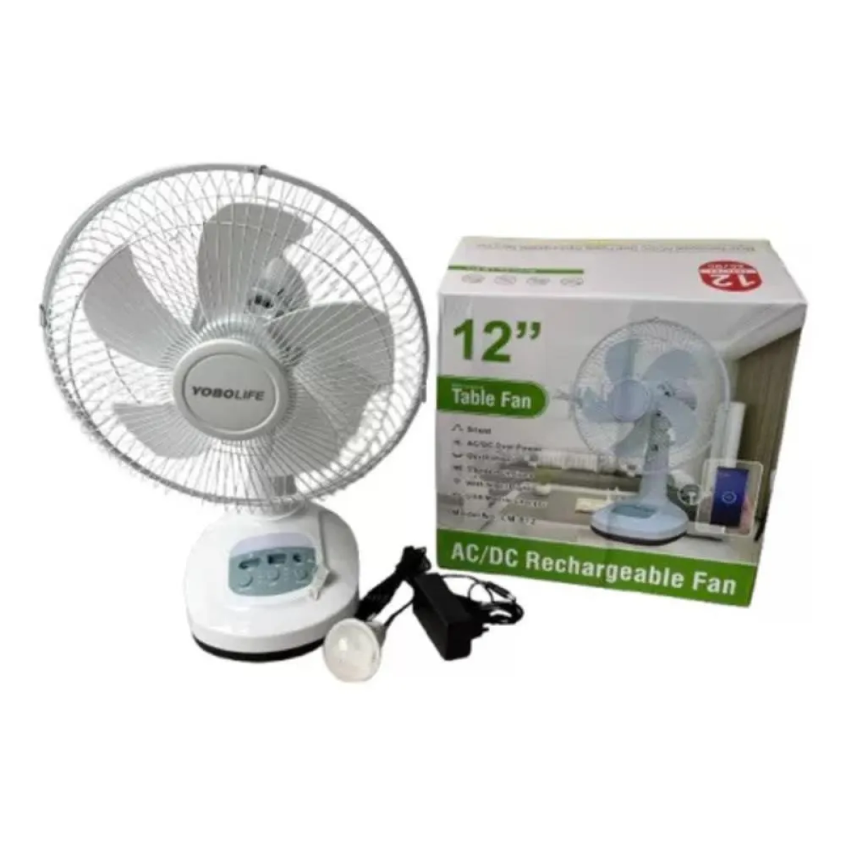 Επιτραπέζιος Ανεμιστήρας 12'' Με Φωτισμό LED & Ηλιακή Φόρτιση Yobolife LM-812 - Image 2