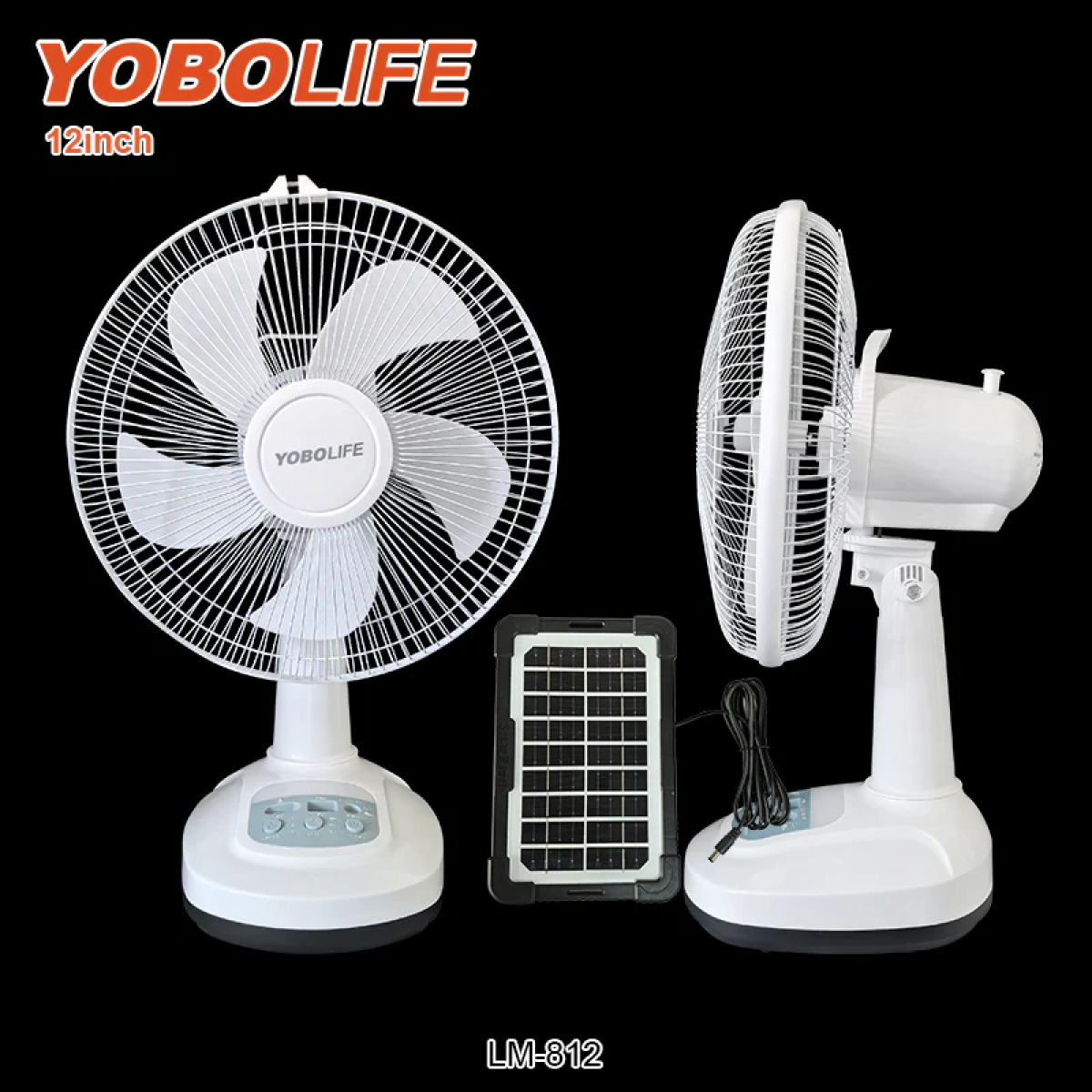 Επιτραπέζιος Ανεμιστήρας 12'' Με Φωτισμό LED & Ηλιακή Φόρτιση Yobolife LM-812 - Image 7