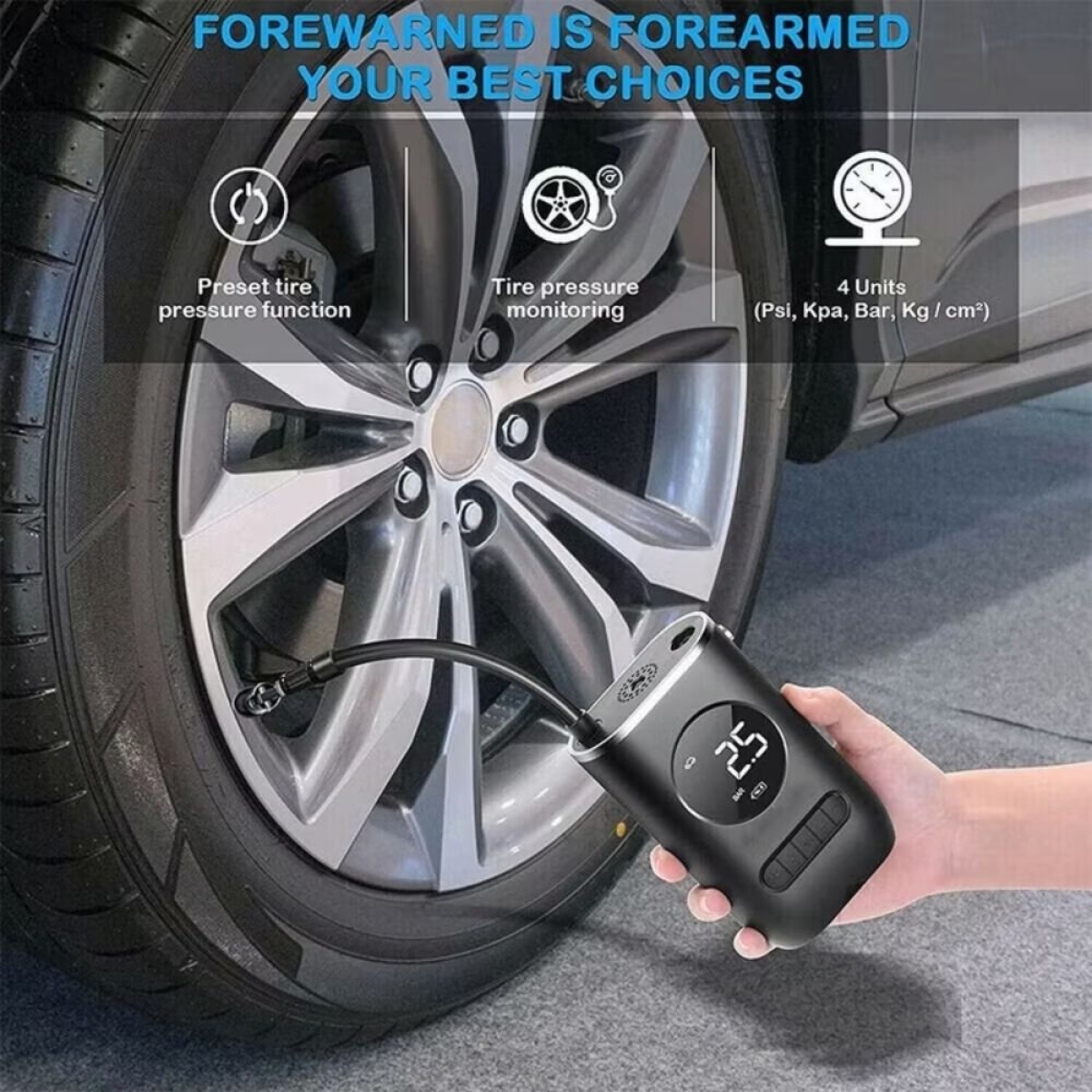 Φορητό Κομπρεσέρ Αέρα Μπαταρίας 150 PSI με Οθόνη LCD - CQB-3668