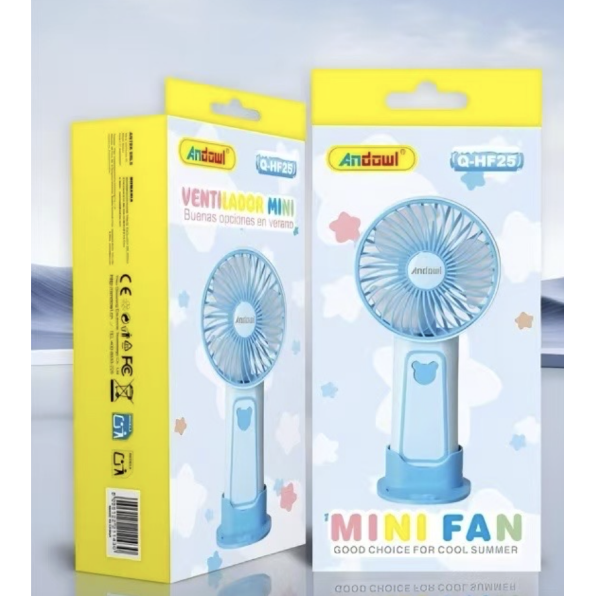 Φορητός Επαναφορτιζόμενος Mini Ανεμιστήρας Χειρός Μπλε Andowl Q-HF25 - Image 4