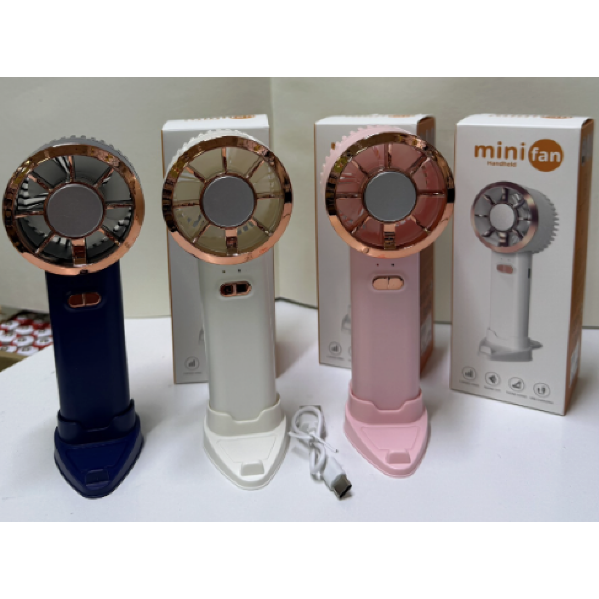 Φορητός Επαναφορτιζόμενος Mini Ανεμιστήρας Χειρός USB Με Βάση - Image 3