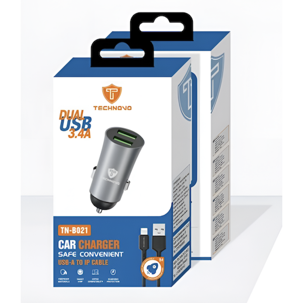 Φορτιστής Αυτοκινήτου USB 3.4A Με Καλώδιο USB Σε Lightning 1m Technovo TN-B021