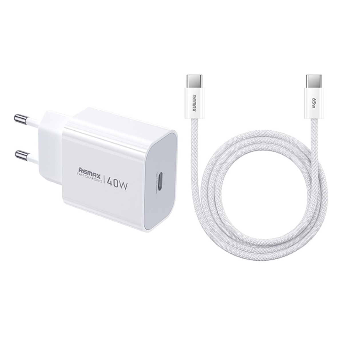 Φορτιστής Ταχείας Φόρτισης GaN 40W USB-C PD Με Καλώδιο USB-C 65W Remax CA10