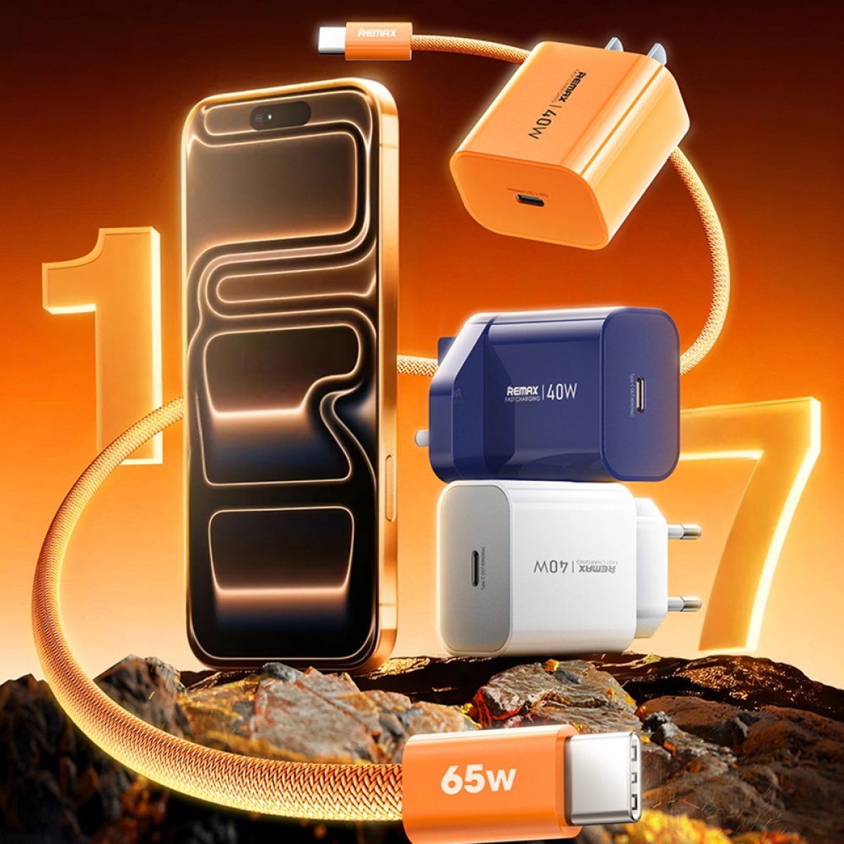 Φορτιστής Ταχείας Φόρτισης GaN 40W USB-C PD Με Καλώδιο USB-C 65W Remax CA10 - Image 4