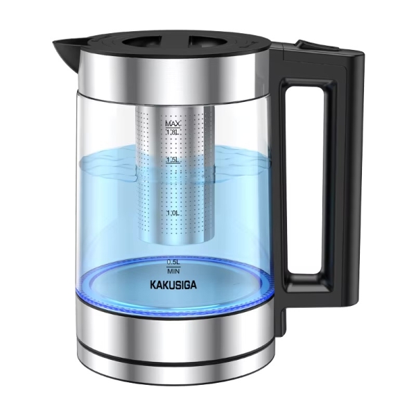 Γυάλινος Ηλεκτρικός Βραστήρας 1.8L με Φίλτρο Τσαγιού, LED Φωτισμό και Προστασία Υπερθέρμανσης KAKUSIGA KSC-1507