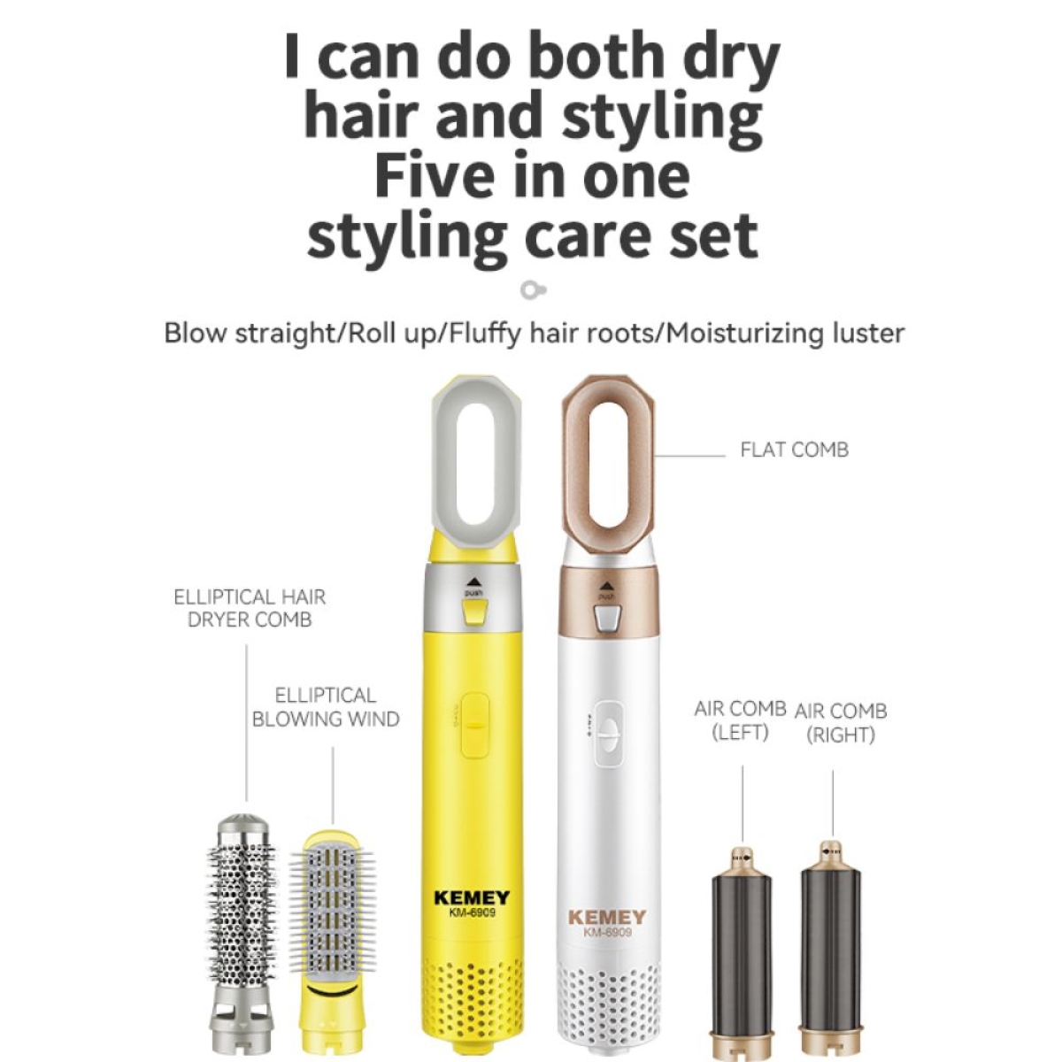 Hot Air Styler 5 in 1 Ηλεκτρική Βούρτσα Μαλλιών KM-6909