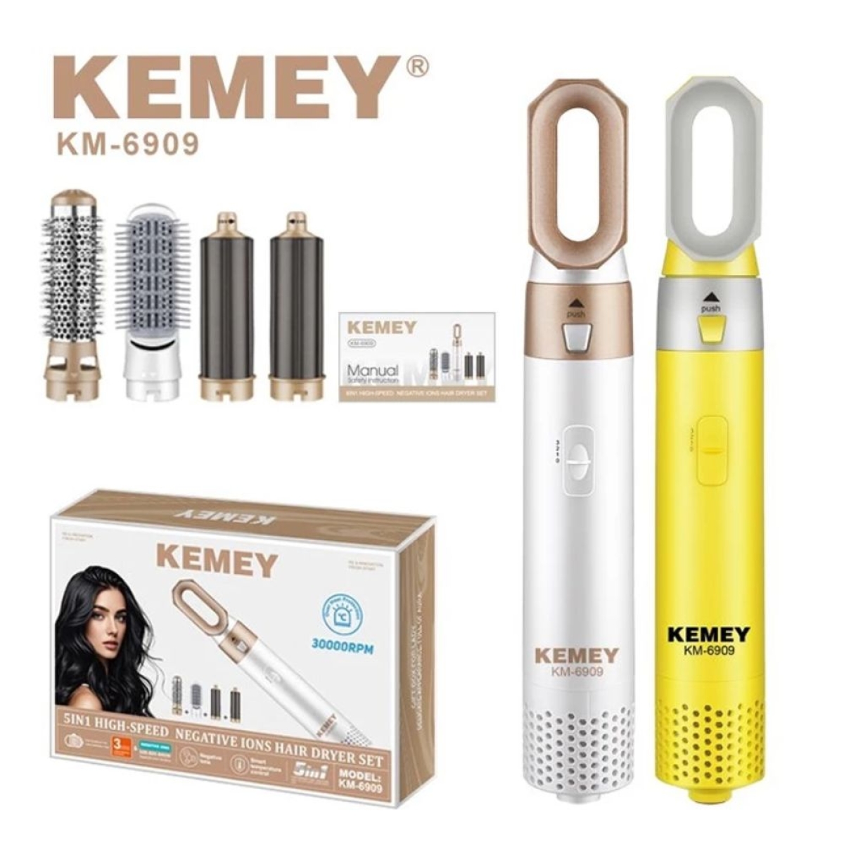 Hot Air Styler 5 in 1 Ηλεκτρική Βούρτσα Μαλλιών KM-6909