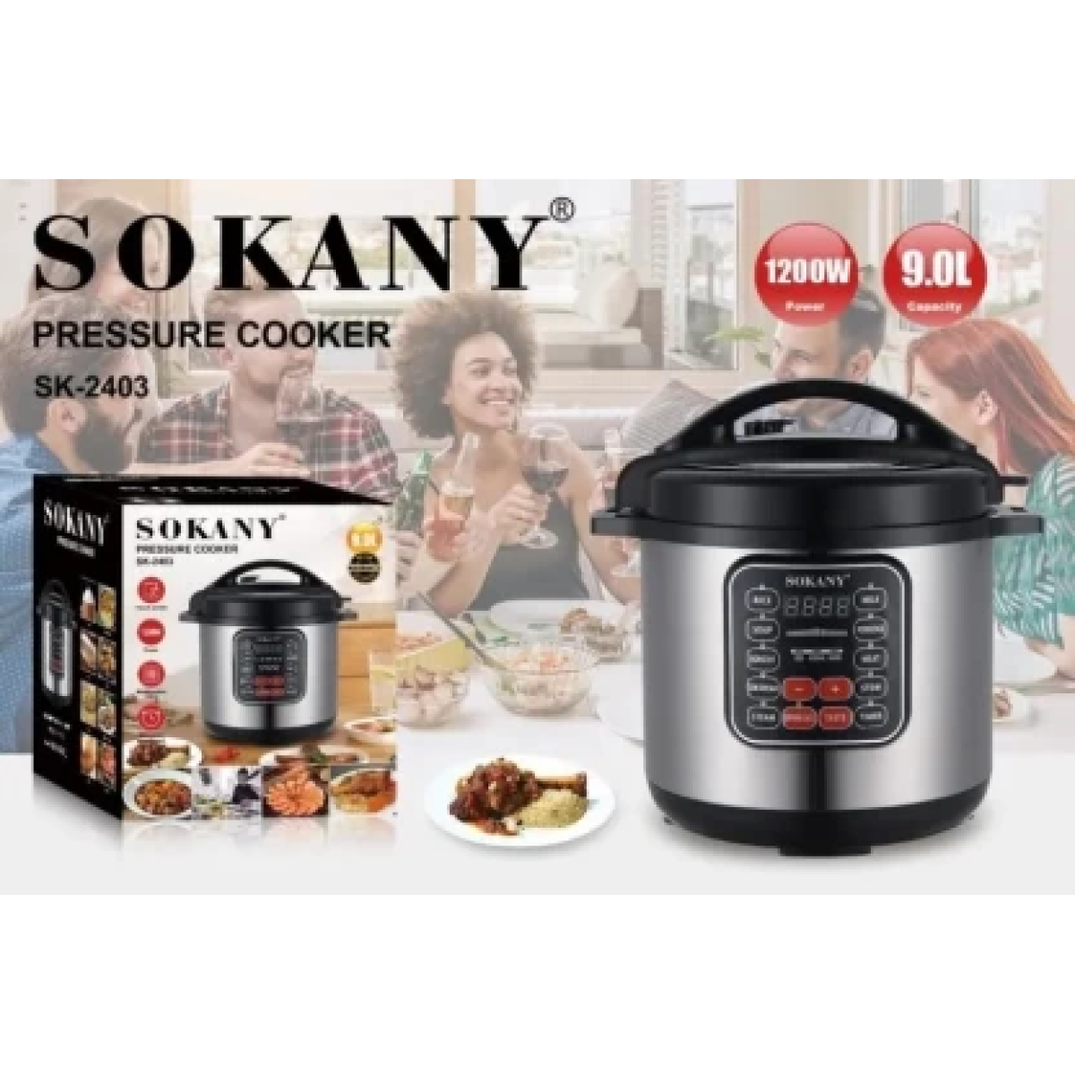 Ηλεκτρική Χύτρα Ταχύτητας 9L 1200W Ανοξείδωτη Sokany SK-2403 - Image 4