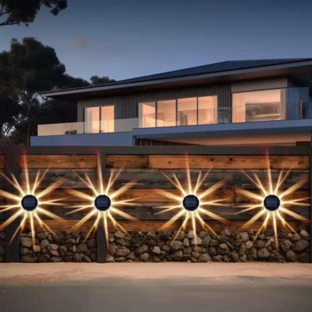 Ηλιακά Φωτιστικά Κήπου Τοίχου LED Solar Light 2τμχ