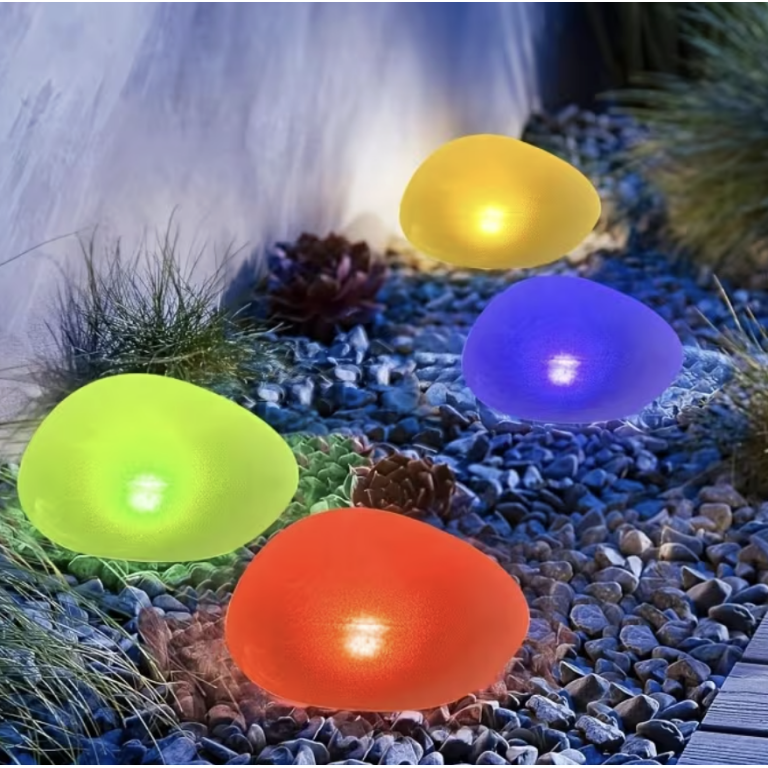 Ηλιακό Διακοσμητικό Φωτιστικό Κήπου RGB Σε Σχήμα Πέτρας