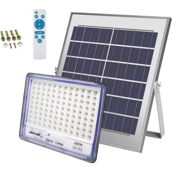 Jortan Στεγανός Ηλιακός Προβολέας LED 600W Ψυχρό Λευκό με Τηλεχειριστήριο IP66 RL-JT-BS600W-TFTZ