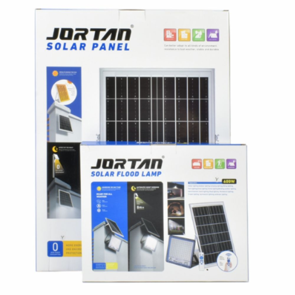 Jortan Στεγανός Ηλιακός Προβολέας LED 600W Ψυχρό Λευκό με Τηλεχειριστήριο IP66 RL-JT-BS600W-TFTZ