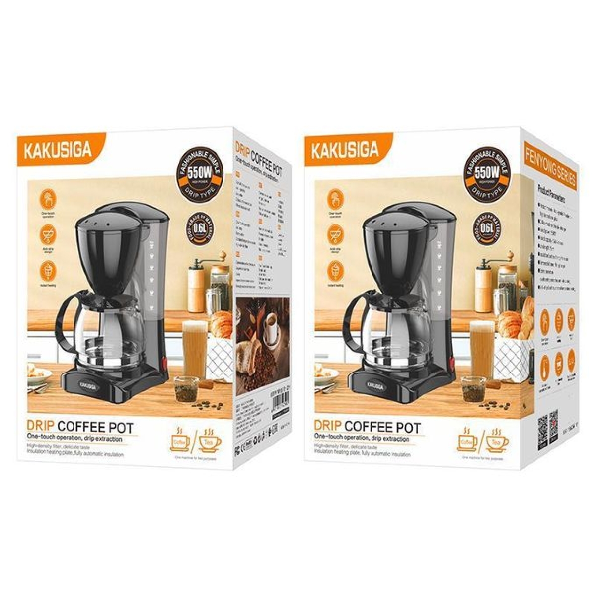 Καφετιέρα Φίλτρου 2 σε 1 για Καφέ & Τσάι 0.6L 550W με Γυάλινη Κανάτα KAKUSIGA KSC-1584 - Image 4