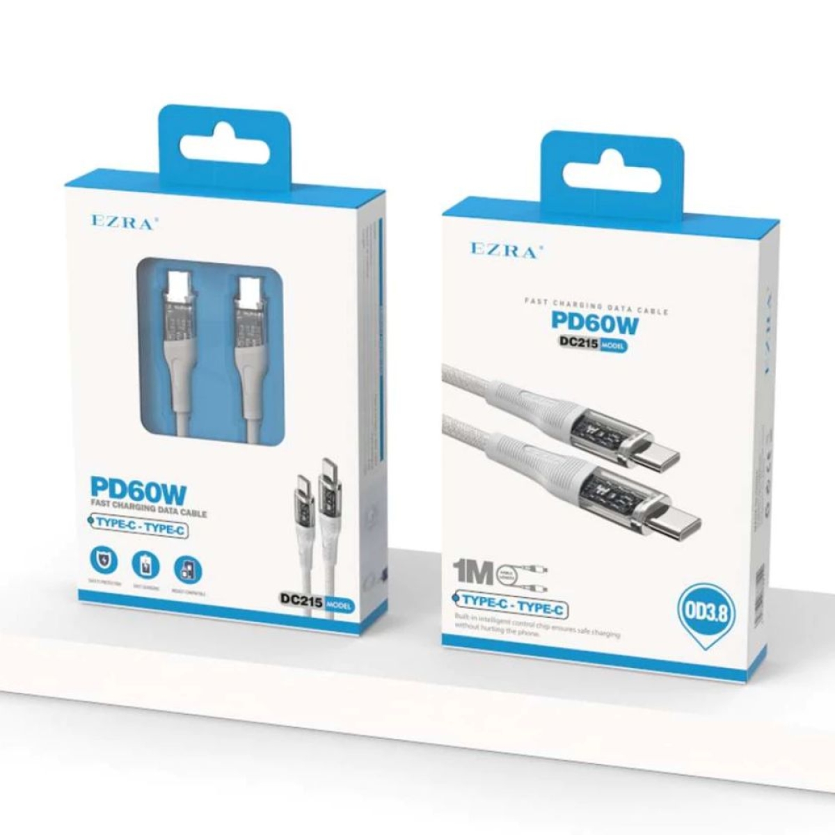 Καλώδιο USB-C σε USB-C EZRA DC215 PD 60W 1m Γκρι