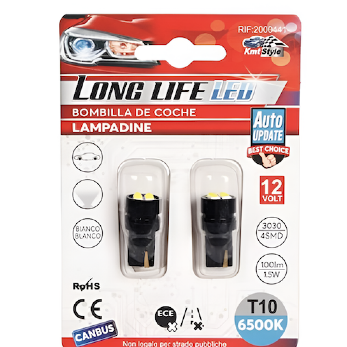 Λάμπα Αυτοκινήτου LED T10 CANBUS 3030 4SMD 6500K 12V 1.5W Σετ 2τμχ 2000441 - Image 2