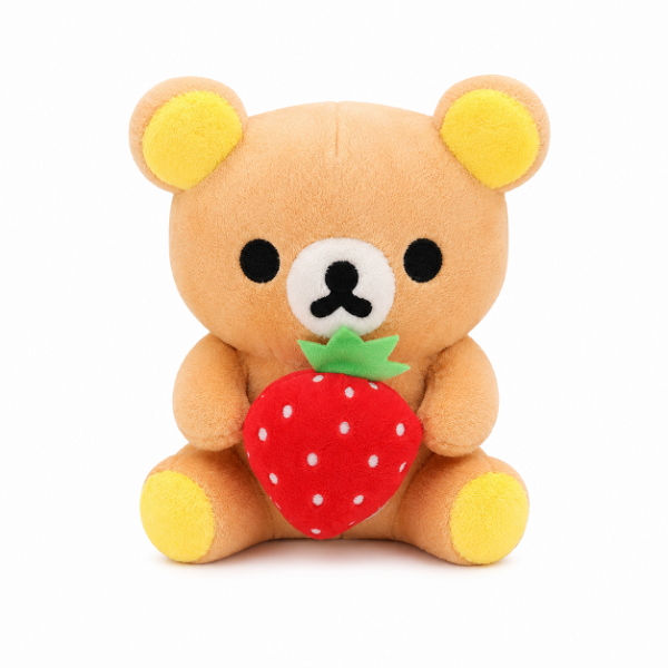 Λούτρινο Αρκουδάκι με Φράουλα 18cm από Απαλό Plush Ύφασμα N16