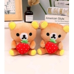 Λούτρινο Αρκουδάκι με Φράουλα 18cm από Απαλό Plush Ύφασμα N16