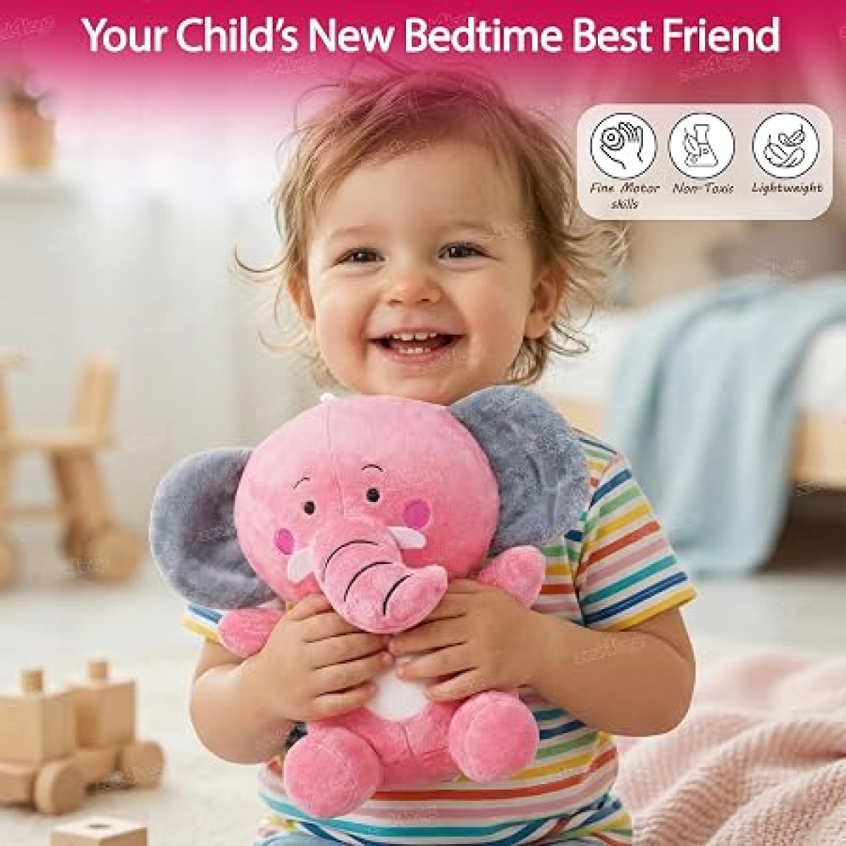 Λούτρινος Ελέφαντας Sweet Dreams 23cm σε Παστέλ Χρώματα N20 - Image 4