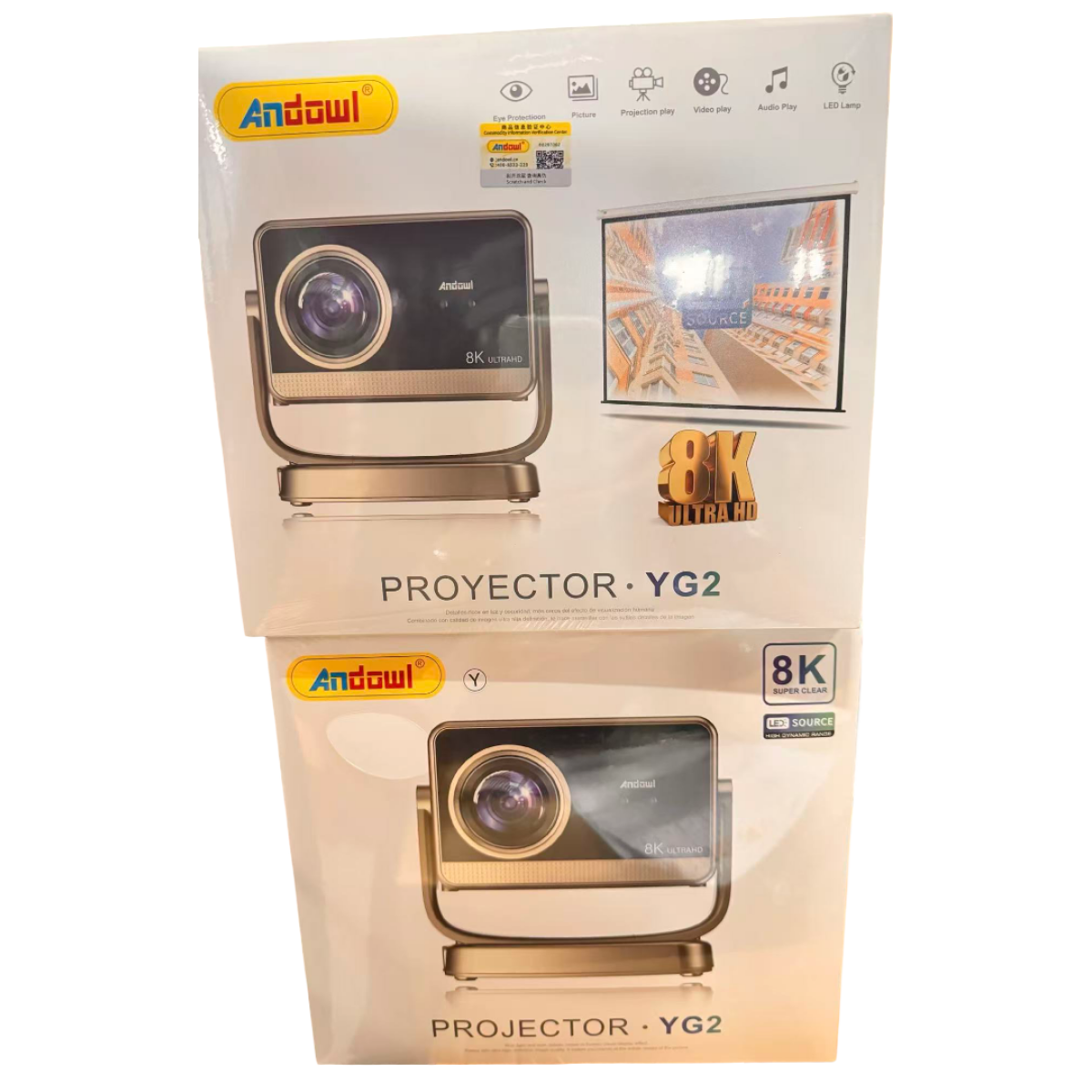 Mini Projector 8K Ultra HD Με Αναπαραγωγή Βίντεο Και Ήχου Andowl YG2 - Image 2
