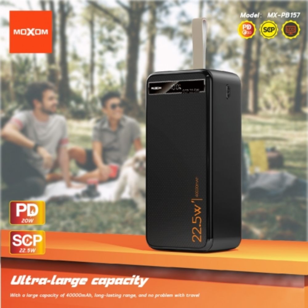 Moxom Power Bank MX-PB157 40000mAh PD20W + SCP22.5W με LCD Οθόνη