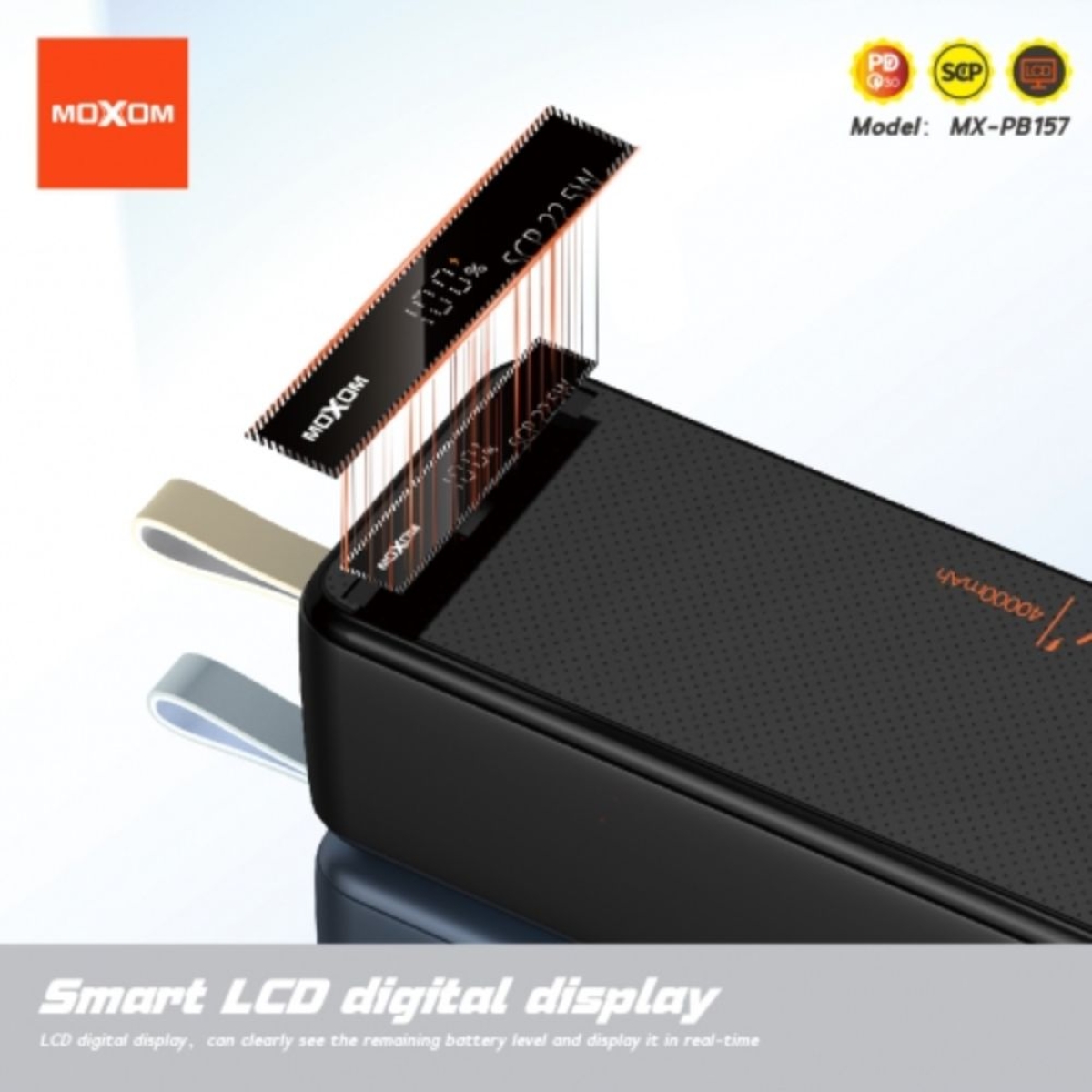 Moxom Power Bank MX-PB157 40000mAh PD20W + SCP22.5W με LCD Οθόνη