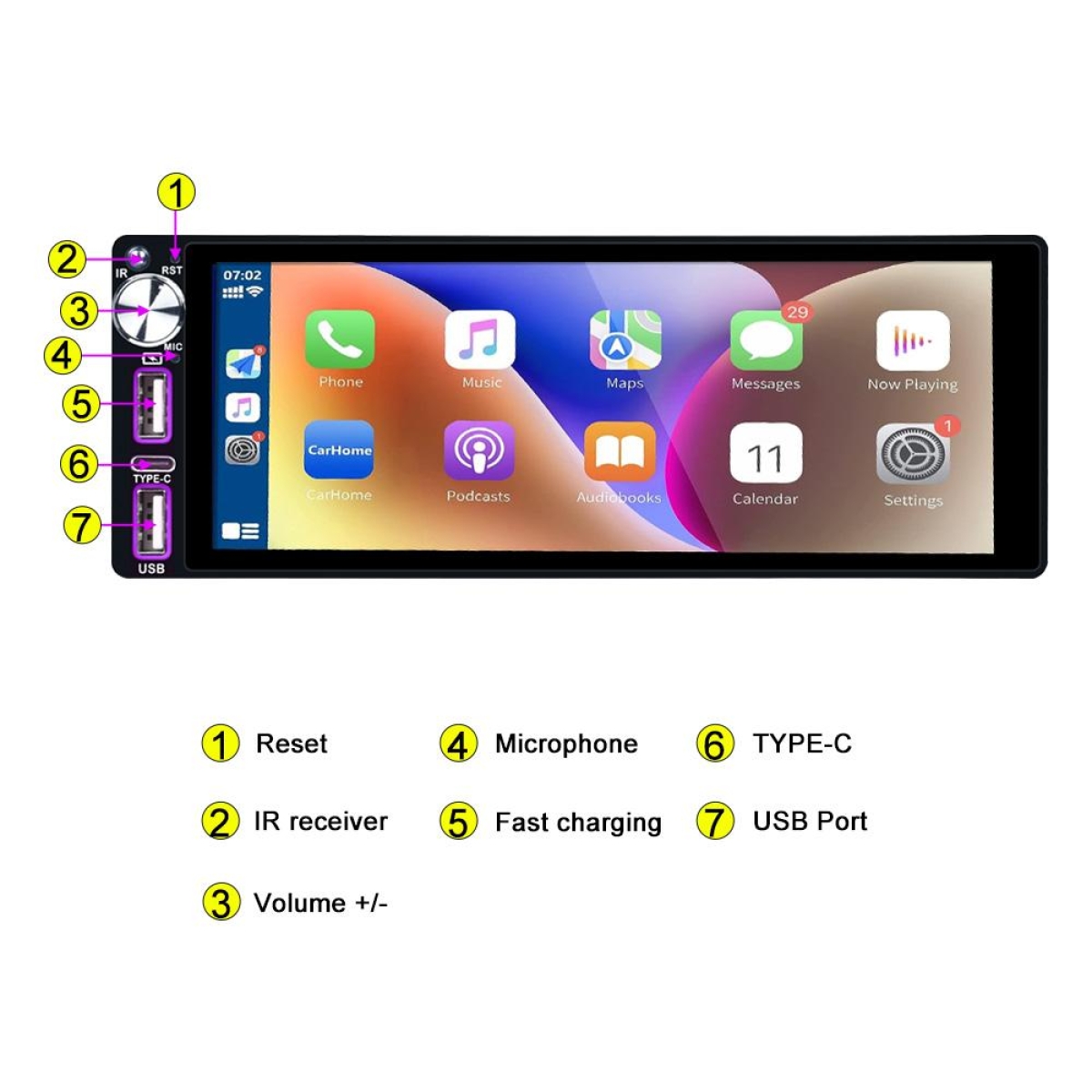 MP5 Οθόνη Αυτοκινήτου 6.86" 1DIN Με Wireless CarPlay Android Auto Bluetooth Και IPS Οθόνη - Image 3