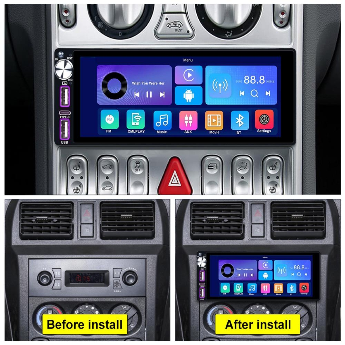 MP5 Οθόνη Αυτοκινήτου 6.86" 1DIN Με Wireless CarPlay Android Auto Bluetooth Και IPS Οθόνη - Image 11