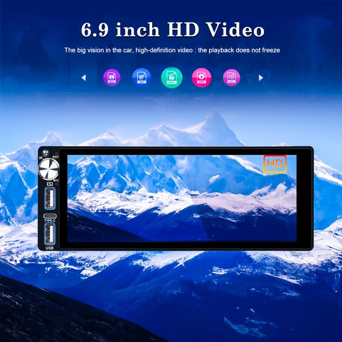 MP5 Οθόνη Αυτοκινήτου 6.86" 1DIN Με Wireless CarPlay Android Auto Bluetooth Και IPS Οθόνη - Image 6