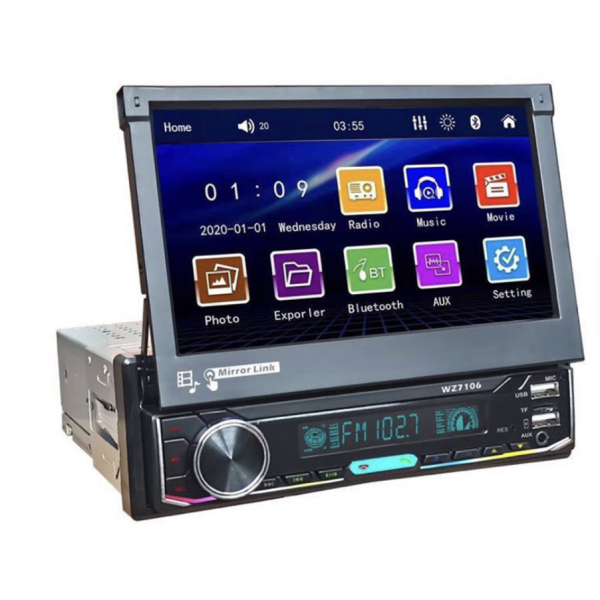 Multimedia Οθόνη Αυτοκινήτου 1DIN 7" Αναδιπλούμενη Με Wireless CarPlay Android Auto Bluetooth Και FM