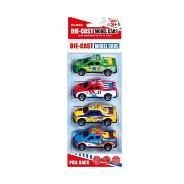 Παιδικό Σετ Αυτοκινητάκια Die-Cast Pull Back 4τμχ