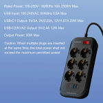 Πολύπριζο 6 Θέσεων Με 2 USB-A Και 2 USB-C 2500W 2m LDNIO SE6403C - Image 4