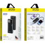 Power Bank 10000mAh Με Ενσωματωμένο Καλώδιο Και Γρήγορη Φόρτιση 22.5W Awei PA-91