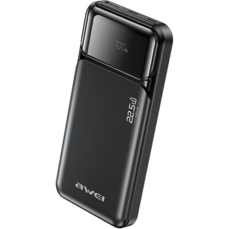 Power Bank 10000mAh Με Γρήγορη Φόρτιση 22.5W Και Ψηφιακή Οθόνη LED Awei PA-90