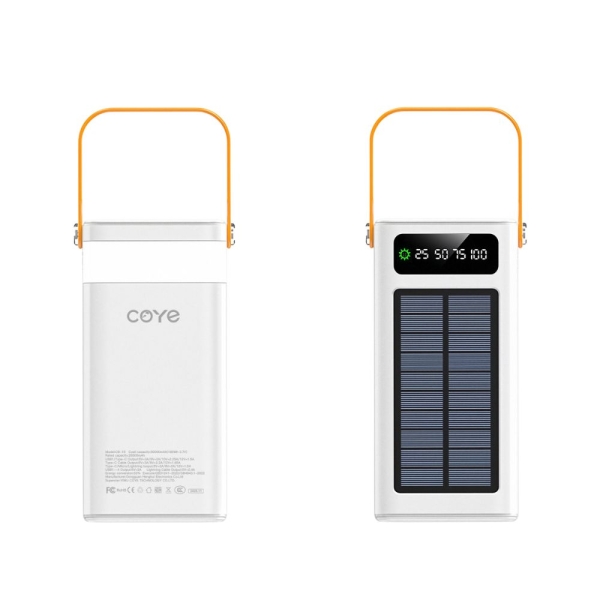 Power Bank 20.000mAh Ηλιακής Φόρτισης με Type-C, USB, Lightning & LED Φακό - CB-18