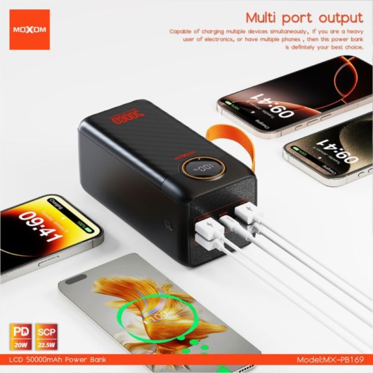 Power Bank 50000mAh Moxom MX-PB169 με LCD Οθόνη MX-PB169