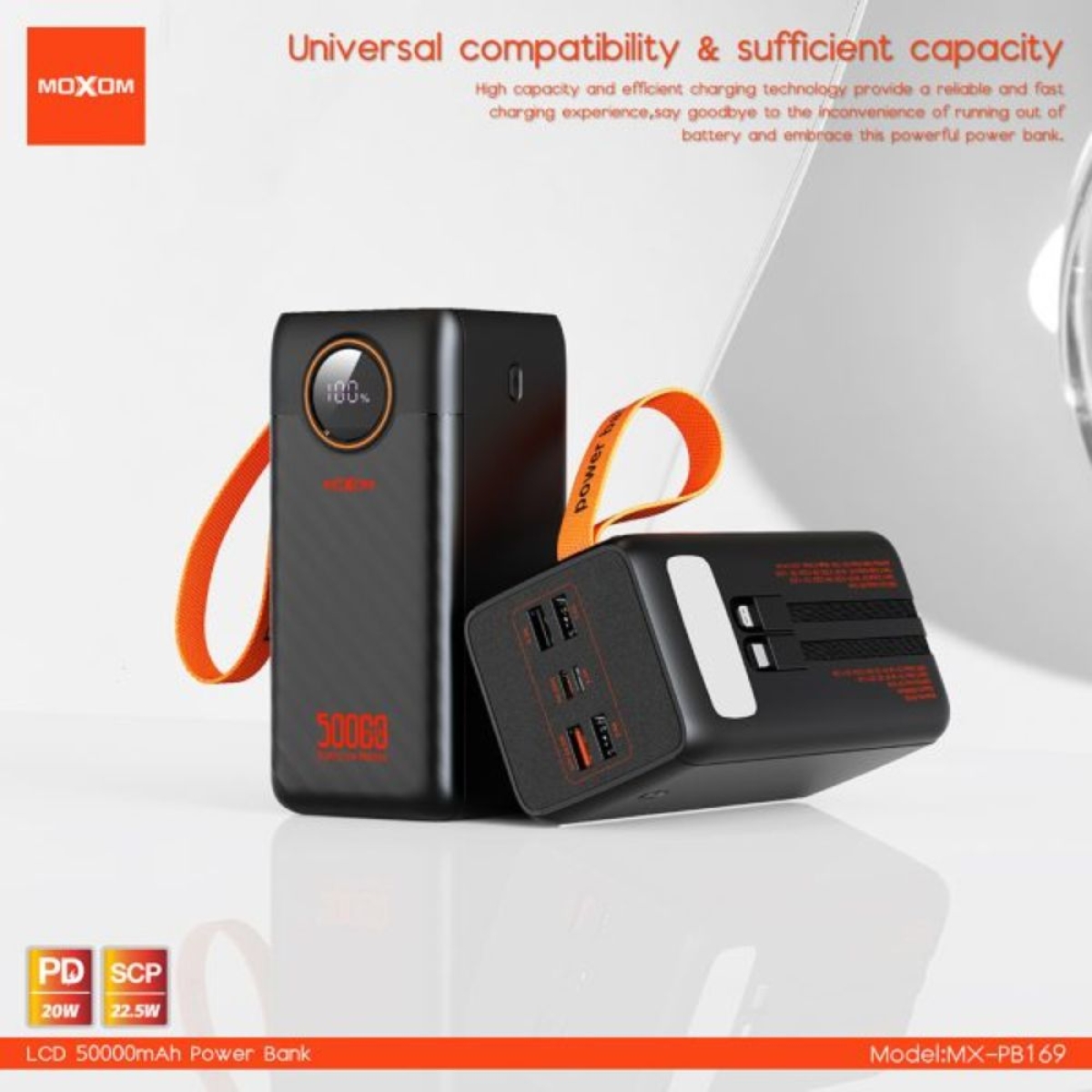 Power Bank 50000mAh Moxom MX-PB169 με LCD Οθόνη MX-PB169