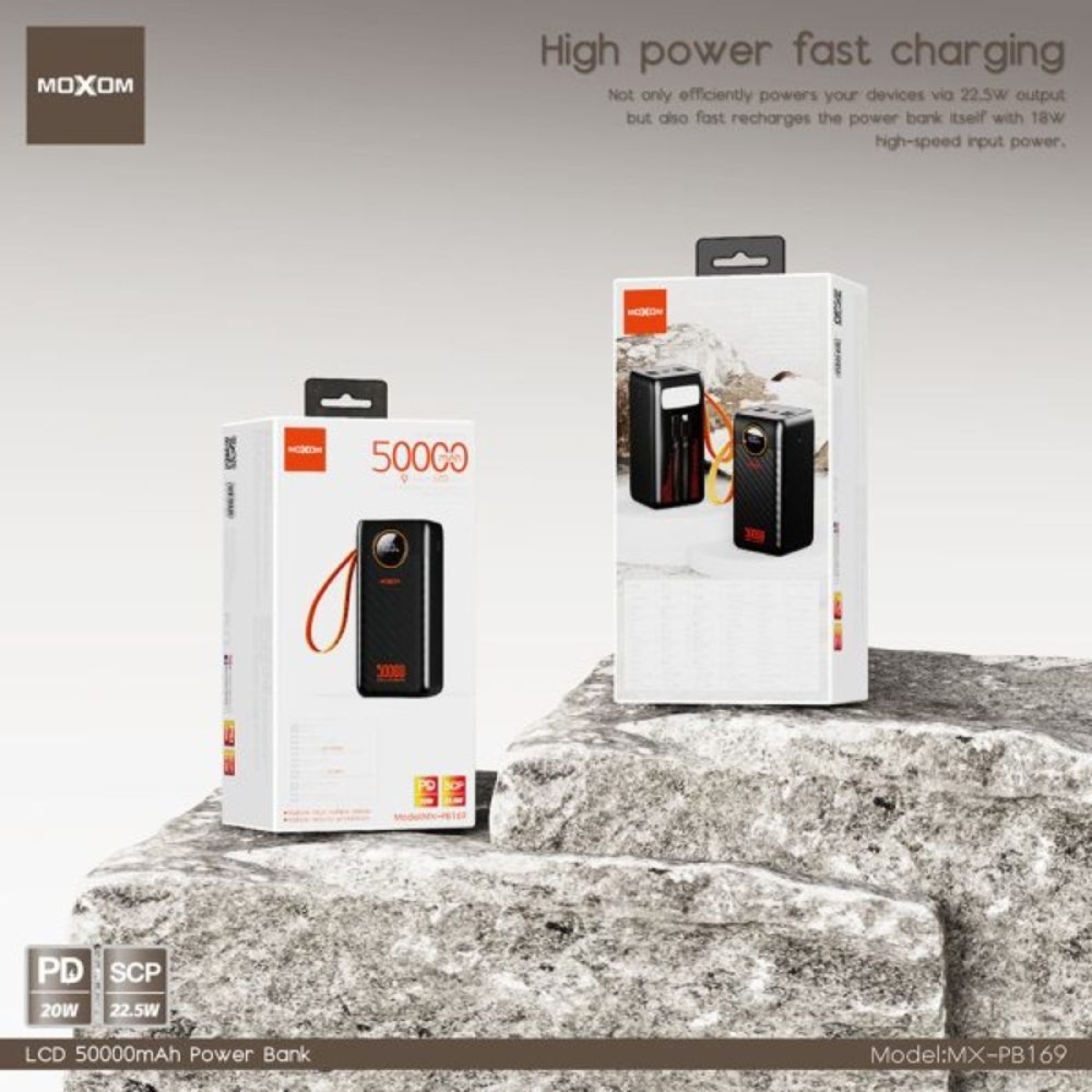 Power Bank 50000mAh Moxom MX-PB169 με LCD Οθόνη MX-PB169