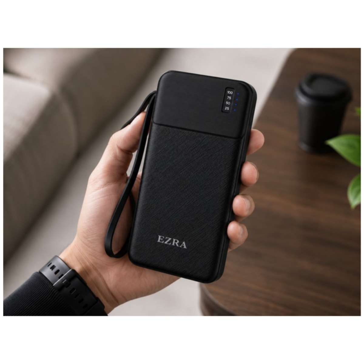 Power Bank EZRA PB147 10000mAh με 4 Ενσωματωμένα Καλώδια & LED Φακό