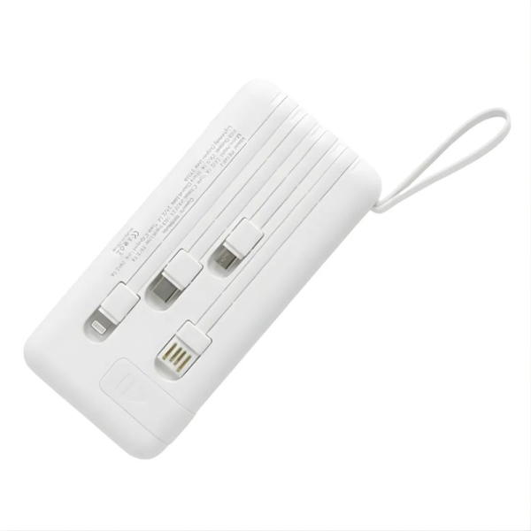 Power Bank EZRA PB147 10000mAh με 4 Ενσωματωμένα Καλώδια & LED Φακό