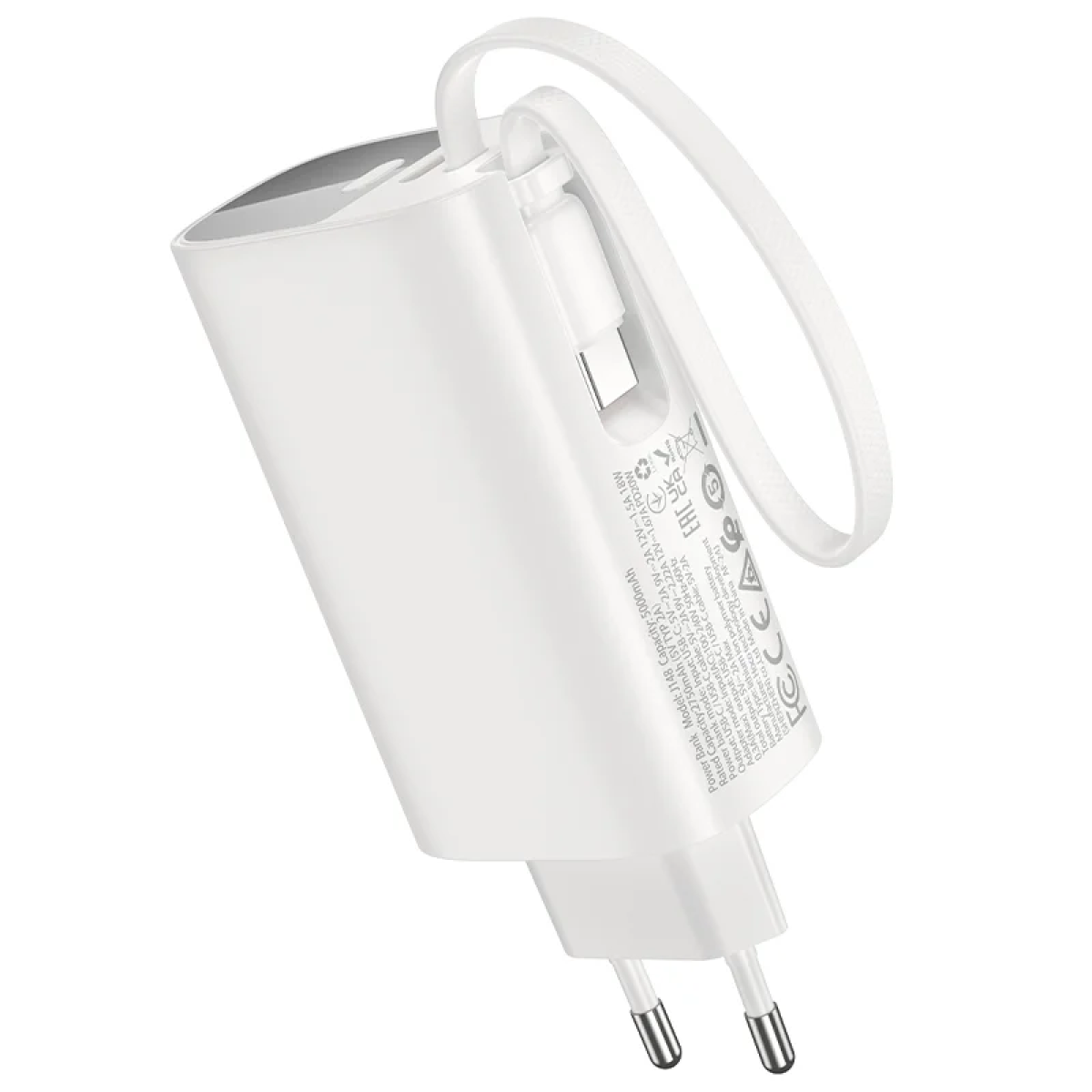 Power Bank Και Φορτιστής 5000mAh PD 20W Με Ενσωματωμένο Καλώδιο USB-C Hoco J148 Handy - Image 2
