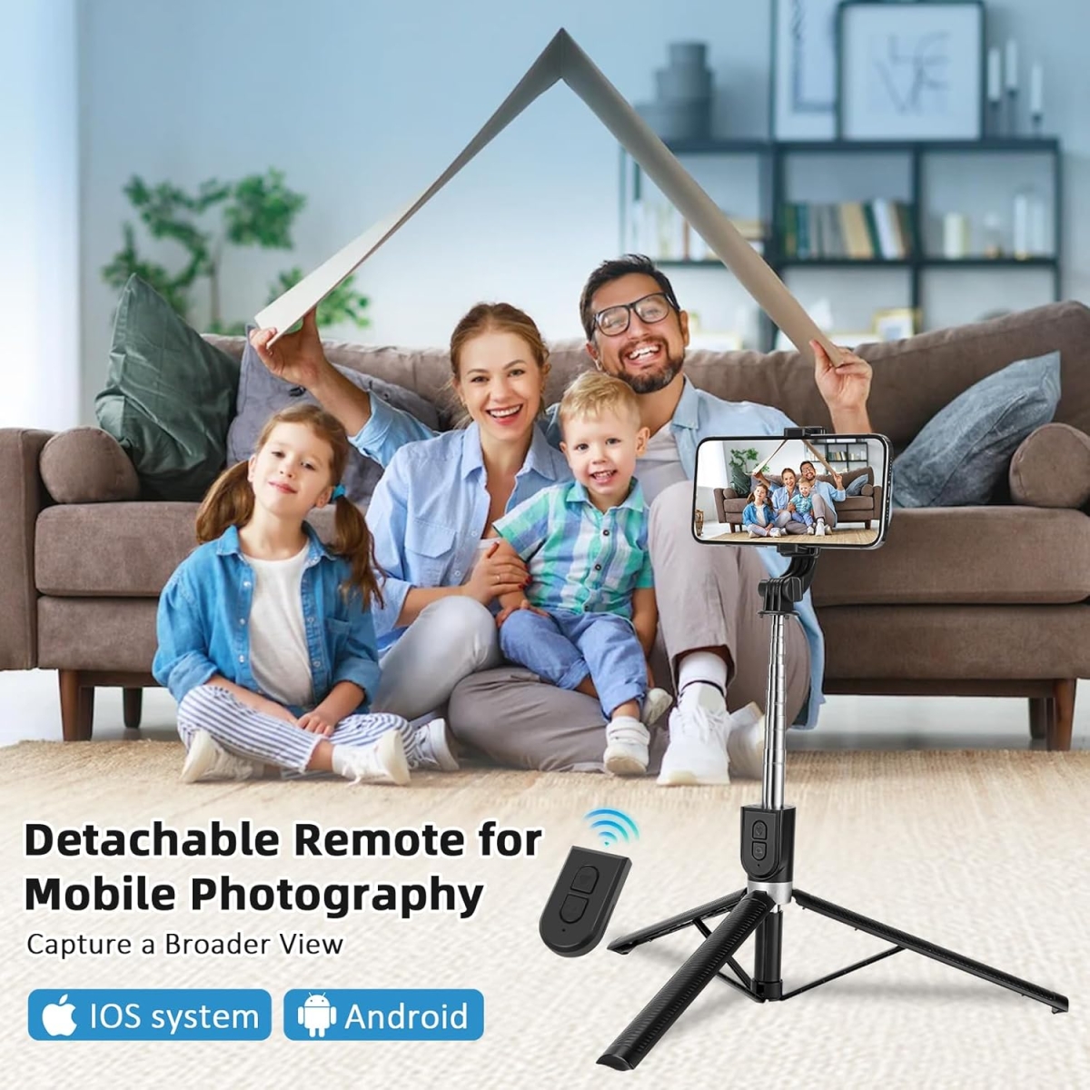 Πτυσσόμενο Selfie Stick Τρίποδο Με Ασύρματο Χειριστήριο Και Περιστροφή 360° - Image 6