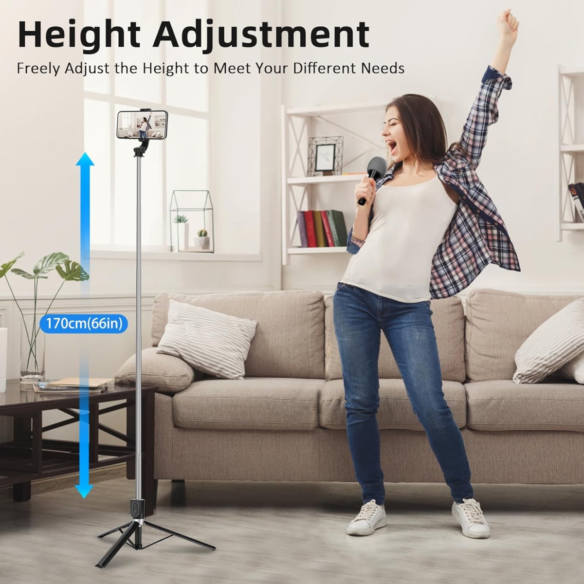 Πτυσσόμενο Selfie Stick Τρίποδο Με Ασύρματο Χειριστήριο Και Περιστροφή 360° - Image 3