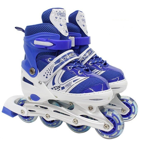 Ρυθμιζόμενα Πατίνια Roller Skates 4 Τροχών για Παιδιά & Αρχάριους με Φωτιζόμενους Τροχούς Μπλε - Small
