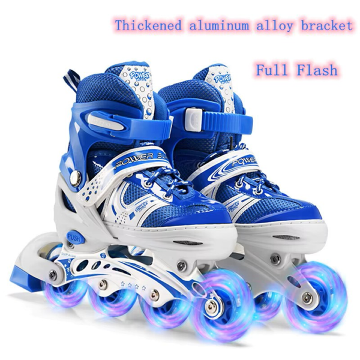 Ρυθμιζόμενα Πατίνια Roller Skates 4 Τροχών για Παιδιά & Αρχάριους με Φωτιζόμενους Τροχούς Μπλε - Small - Image 5