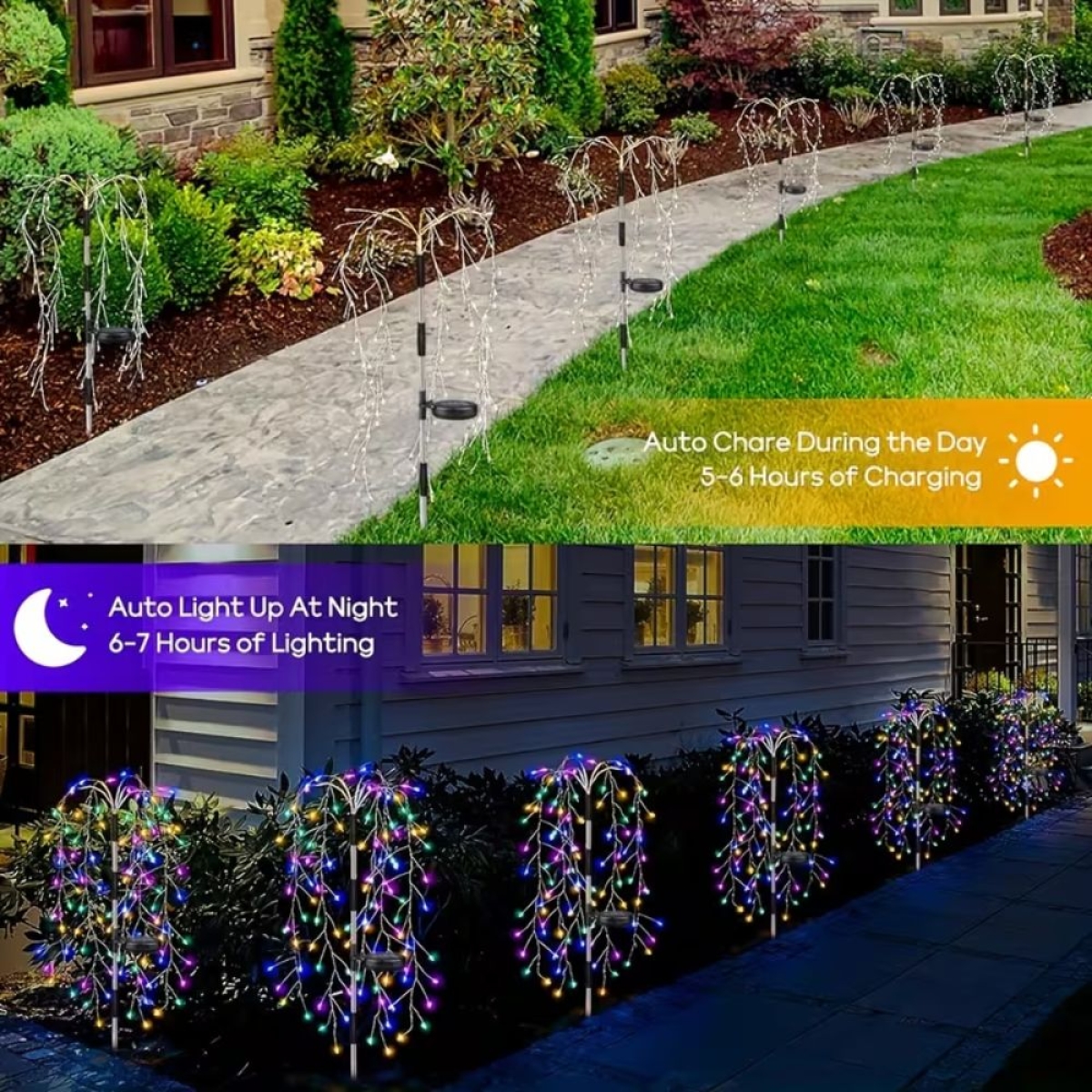 Σετ 2 τμχ Ηλιακά Φωτάκια LED Εξωτερικού Χώρου 200 LED IP44