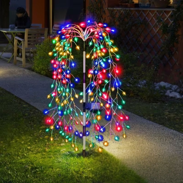 Σετ 2 τμχ Ηλιακά Φωτάκια RGB LED Εξωτερικού Χώρου 200 LED IP44