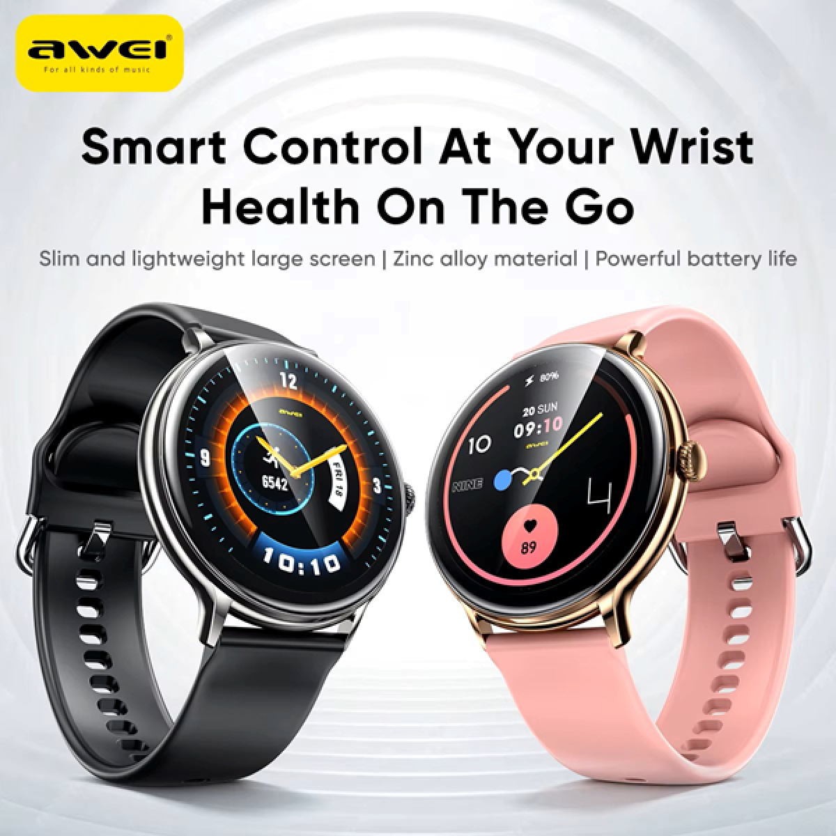 Smartwatch AMOLED με Κλήσεις Bluetooth, Μέτρηση Καρδιακών Παλμών & Οξυγόνου Awei H11 - Image 2