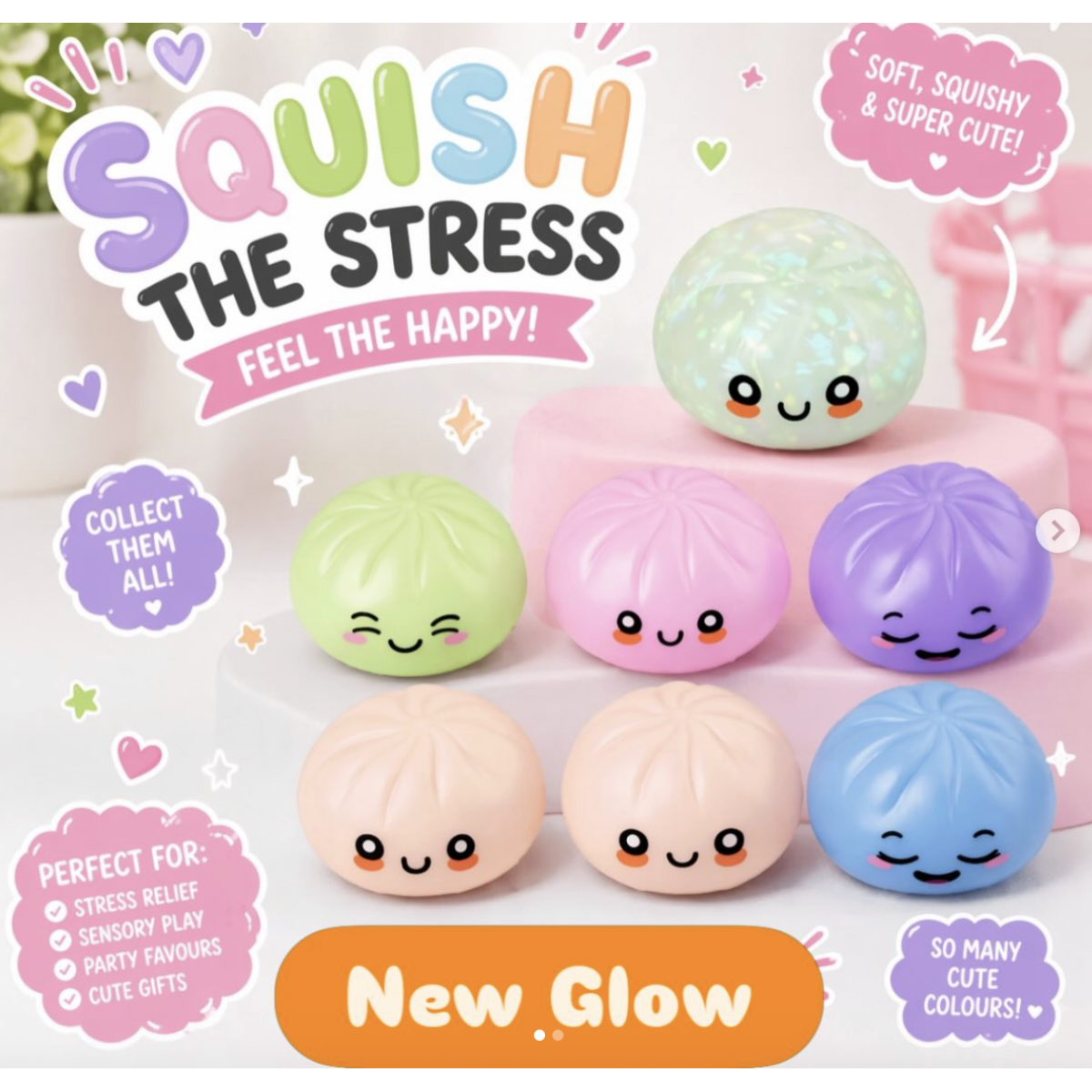 Squishy Παιχνίδι Anti-Stress Bun που Φωσφορίζει στο Σκοτάδι - Image 3